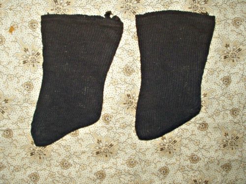 Country Primitive 1900's Old Navy Blue Knit Stockings For Cloth Doll