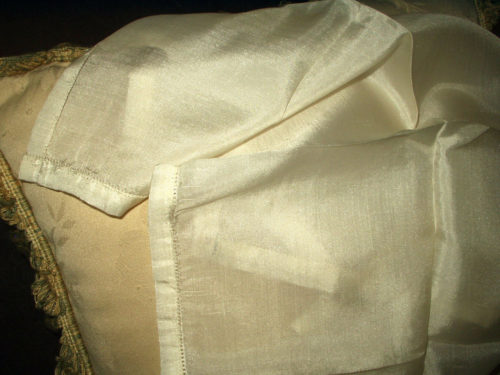 Victorian Edwardian Cream Silk Handkerchief Hankie Unused With Label