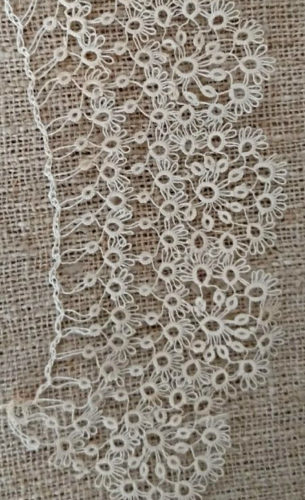 Antique Hand Tatted Lace Collar Fine Tatting 19th Century Victorian