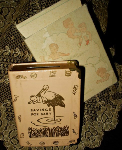 Vintage 1930s Zell Baby Savings Bank Book Key Original Box