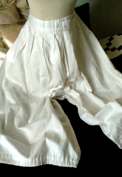 Edwardian WWI Bloomers Vintage Underwear White Polished Cotton