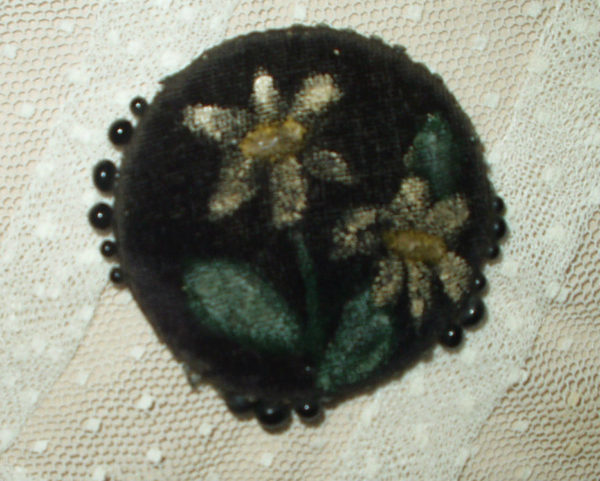 19th Century Victorian Black Velvet Hand Painted Pin Keep Cushion
