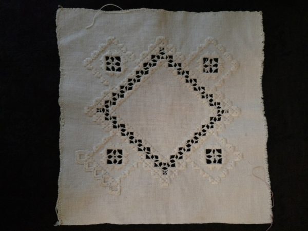 Vintage Hardanger Embroidery Needlework Square Unfinished Edge