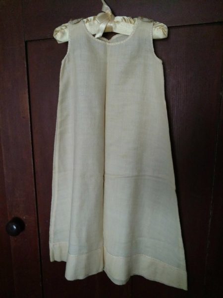 Cream Silk Wool Long Baby Slip Vintage 1920s Petticoat Embroidery
