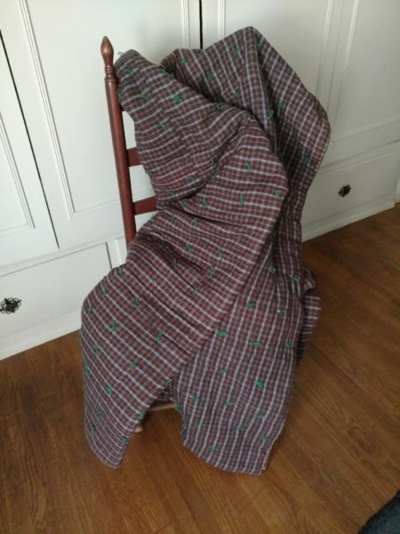 1920s Vintage Brown Flannel Tied Comforter Quilt Bedding