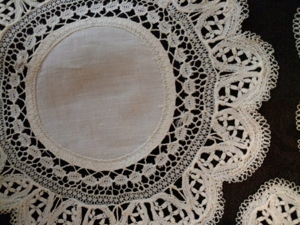 6 Bobbin Tape Lace Linen Doily Victorian 1900s Coaster Mat