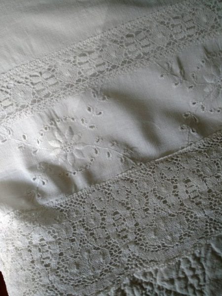 Antique Machine Lace Embroidery Pillow Cover Bolster Sham Early 1900s