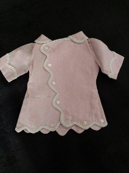 Antique Fashion Doll Edwardian Jacket Pink Pearl Buttons Trim