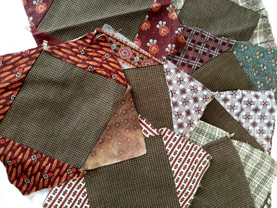 56 Antique Quilt Blocks Hand Stitched Pieced Calico Victorian Fabrics