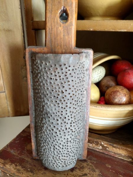 Americana Antique 1800s Hand Made Wood Punch Tin Grater