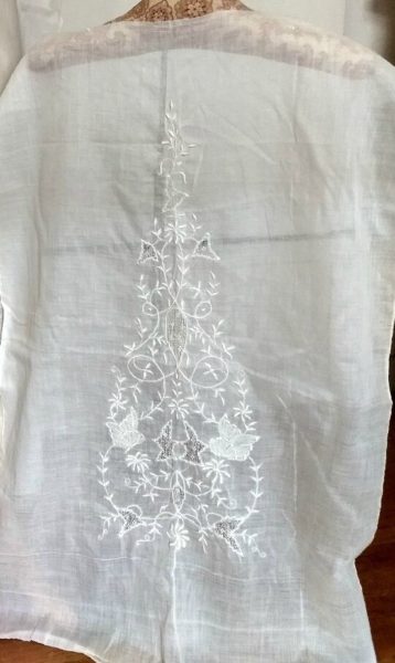 Edwardian Tea Dress White Embroidery Bodice Batiste Fabric Panel Dressmaking