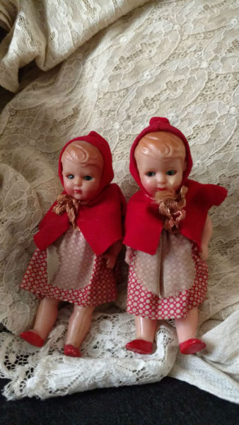 Vintage Celluloid Little Red Riding Hood Doll 1950s Mint 5 1/2 Inches