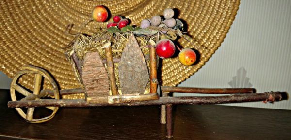 Vintage 1920 German Twig Putz Wheelbarrow Easter Holiday