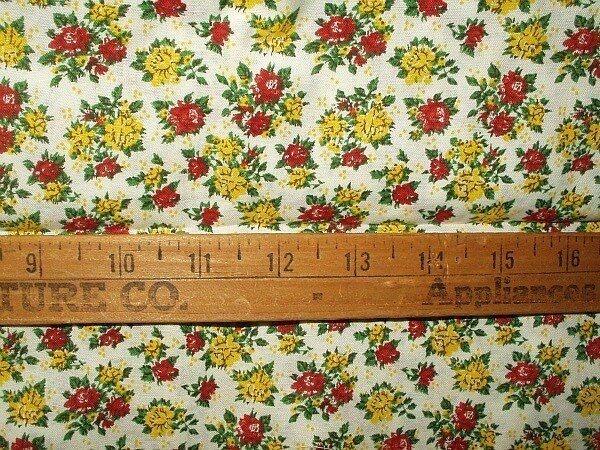 Vintage 1950s Unused Red And Yellow Small Print Cotton Dress Quilting Fabric