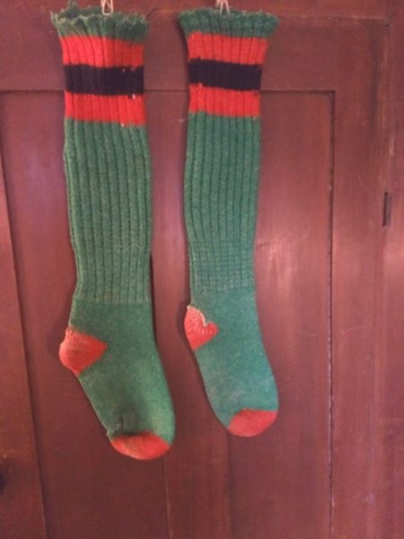 Vintage Wool Hunting Boot Socks Outdoor Red Green Hunter Gear 1940s