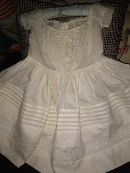 Victorian 1850s Child Dress Fine Whitework Embroidery Cap Sleeve