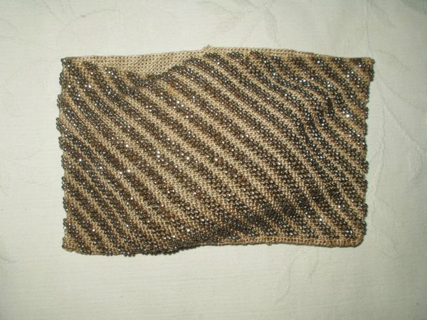 Vintage 1920's Knitted Silver Beaded Beadwork Purse Part For Craft Project
