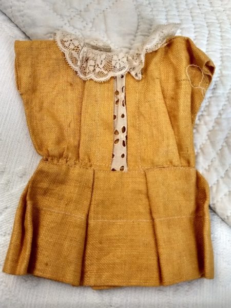 Vintage 1920's Doll Dress Home Sewn Linen Lace Compo Bisque