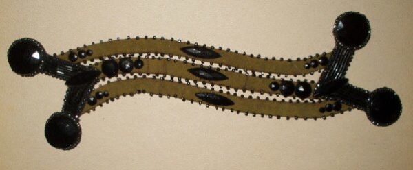 Antique Early 1900s Beaded Suede Dress Embellishment Trim