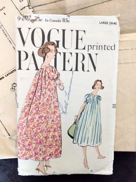 1950's Vogue 9492 Pattern Muu Muu Dress Gown Vintage Sewing 1959