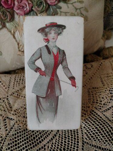 Antique Cardboard Gift Box Edwardian Lady Riding Habit Dress Costume