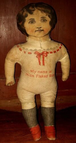 Advertising Early 1900 Miss Flaked Rice Printed Cloth Doll
