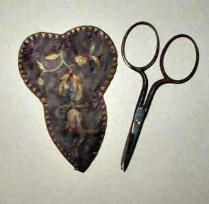 Antique Edwardian Embroidery Sewing Scissors Case With Scissors