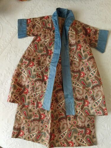 Doll Dress Chintz Paisley Cotton Robe Wrapper Edwardian 1900 Home Sewn