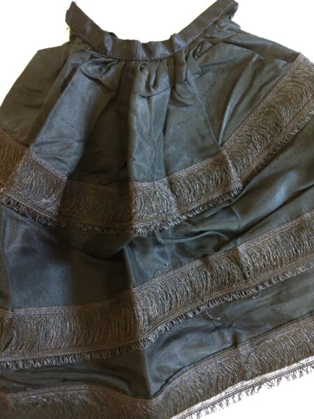 Victorian Doll Skirt Black Silk Taffeta Horsehair Trim Antique Fashion Costume