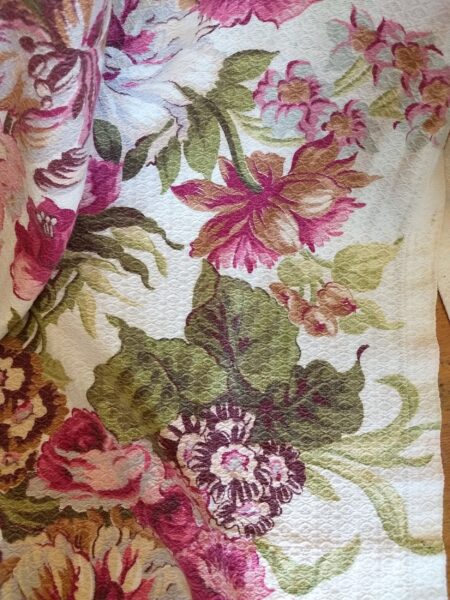 Barkcloth Pair Drapes Vintage 1940 Showy Flowers Mid Century