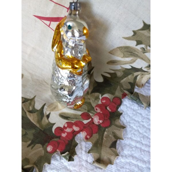 Mercury Glass Rabbit Christmas Tree Ornament Vintage 1950s Antique