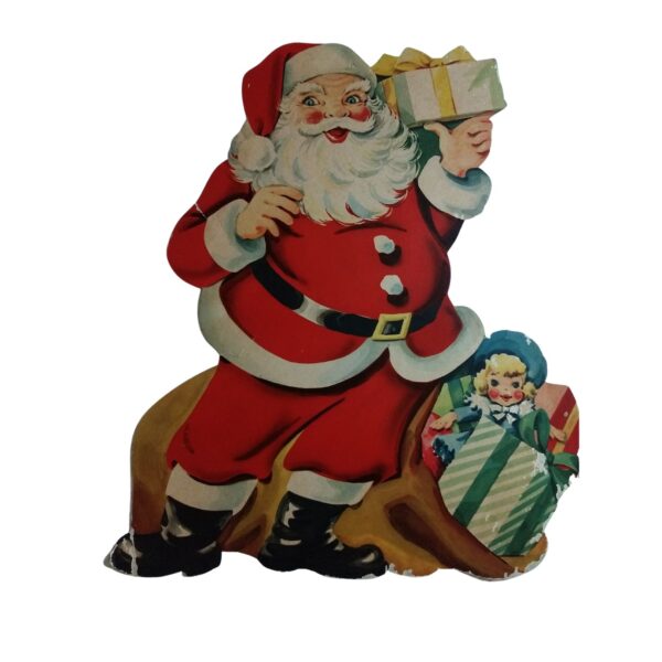 Vintage Cardboard Santa Standing 1940s Toys Dennison