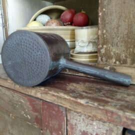 Antique Punched Tin Shaker Primitive Rolled Handle Kitchen Tool