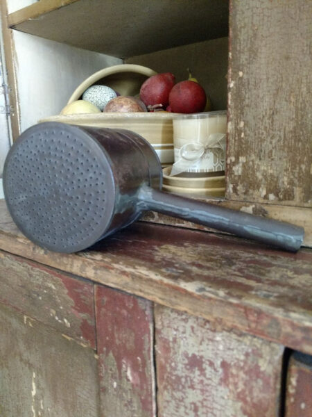 Antique Punched Tin Shaker Primitive Rolled Handle Kitchen Tool