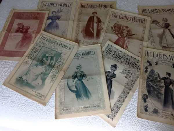 1898 The Ladies World Magazine Needlework Fashion Ads Lot of 9 Issues