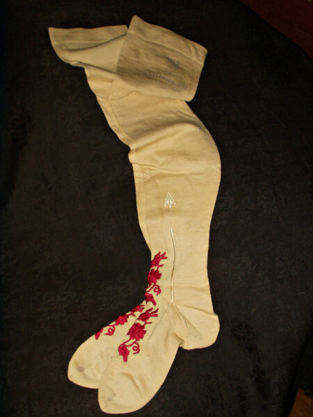Victorian Hand Embroidery Cotton Stockings Balbriggan Irish Wedding Hosiery