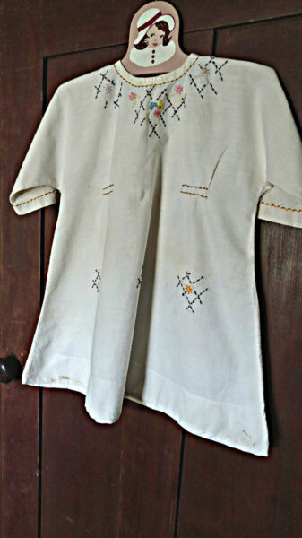 Vintage Child Embroidered Muslin Dress Home Sewn 1920 1930