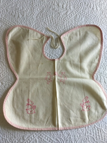 Baby Child Bib 1920s Roosevelt Bears Bunny Embroidery Muslin Fabric