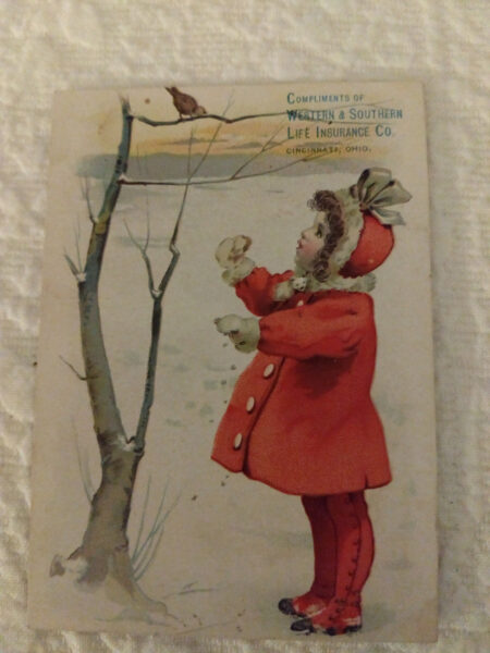 1900s Trade Card Western Southern Life Insurance Advertising Girl Bird