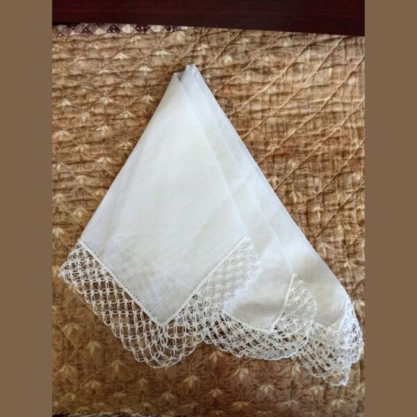 Vintage Linen Handkerchief Hairpin Lace Edging Wedding Hanky