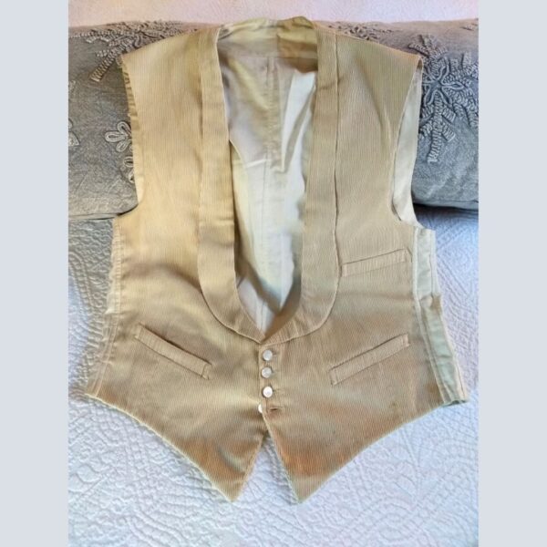 Gents Waistcoat Men Vest Cord Fabric Pockets Buckle Antique Edwardian