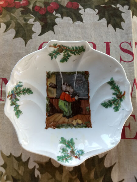 Antique Victorian 1900s Roosevelt Teddy Bear Child China Christmas Plate