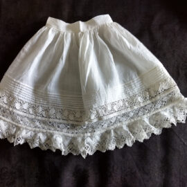 Victorian Doll Petticoat Tucks Lace Rows Ruffle Cute Original Slip Underwear