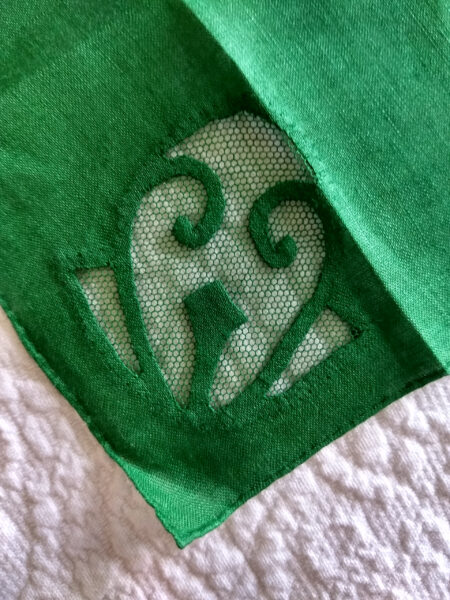 Green Vintage Hanky Handkerchief Arts Crafts Unused