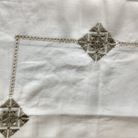 Vintage Luncheon Tablecloth Embroidery Reticella Cutwork Needlework
