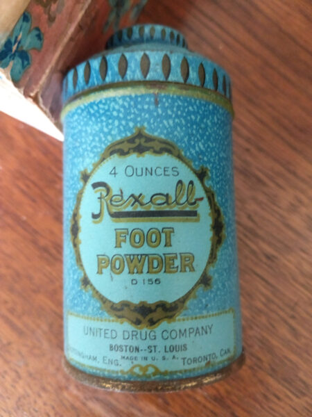 Vintage Rexall Foot Powder Advertising Decorative Tin 1900s