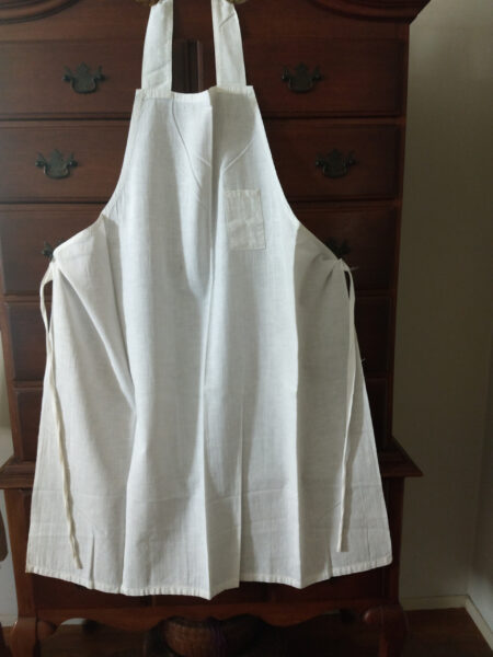 Vintage Apron White Cotton Bib 1900s Shopkeeper Work Garment