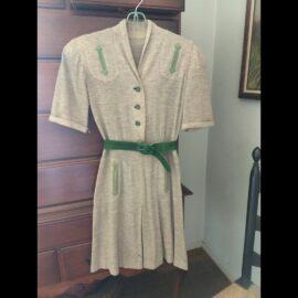 Dress 1940s Wool Knit Button Bodice Front Vintage Home Sewn War Years