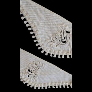 1940's Dress Cuffs White Cotton Pique Cloth Machine Embroidery Design