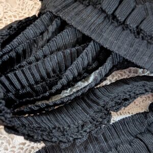 Vintage Dress Trim Black Rayon Pleated Fluted Style 1920's 1940's